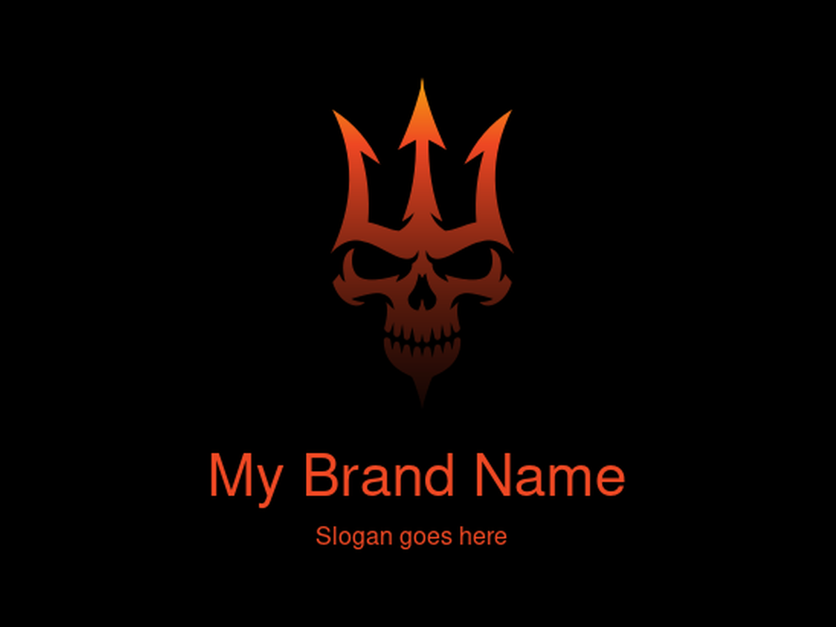 Orange to Red Trident Skull Logo Design for Bold Maritime and Extreme Sports Brands